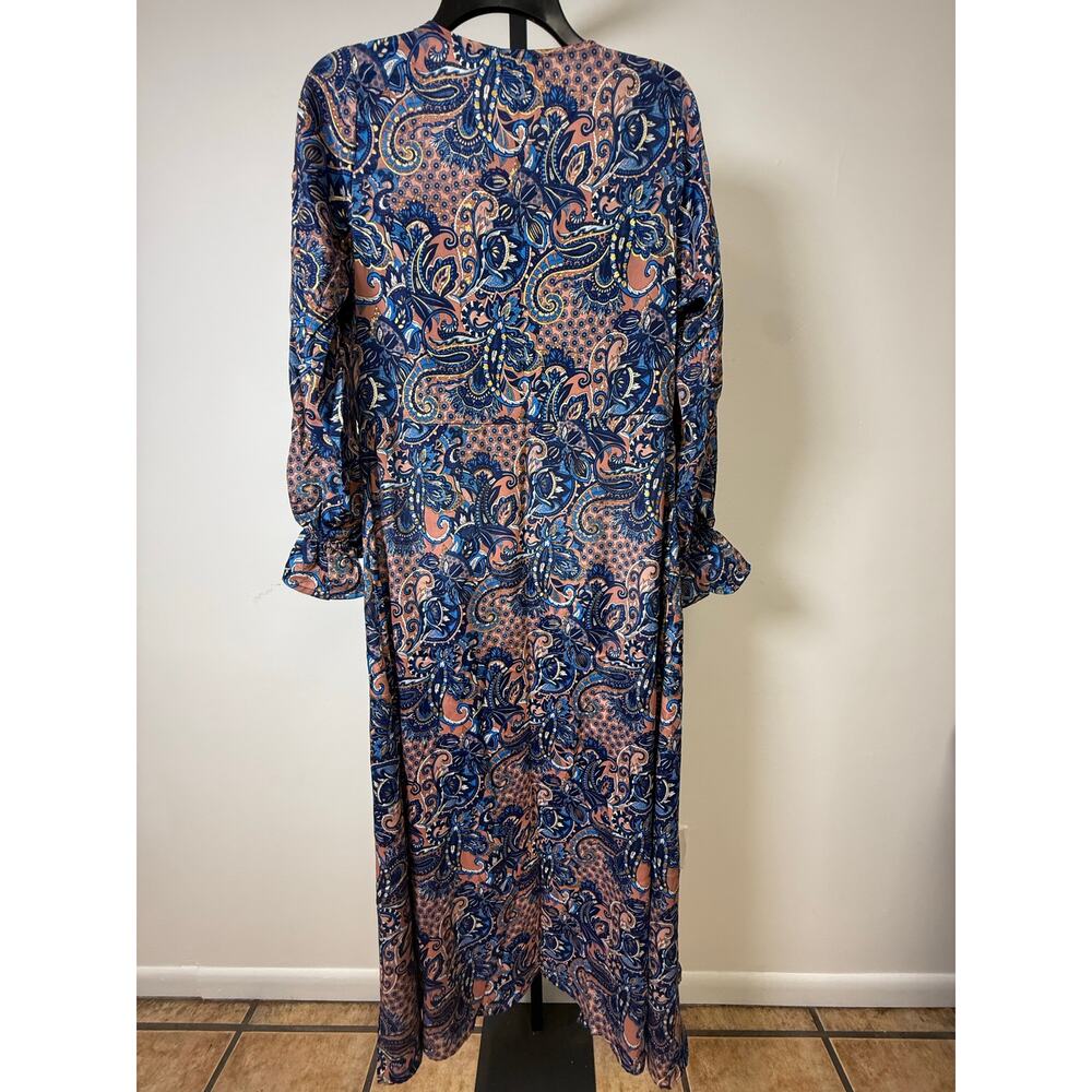 Blue Paisley Open Kaftan Maxi Cover-Up - Picture 5 of 7